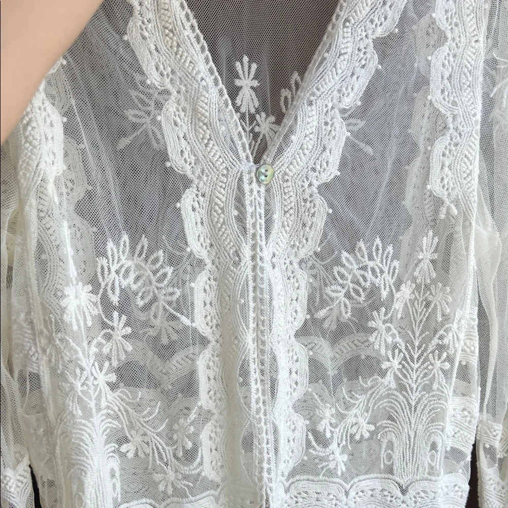 NWOT CHRIS McLAUGHLIN Sheer Lace Cardigan - Picture 3 of 8